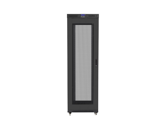 Lanberg FF01-8242-23BL 19" 42U SZÉL:800mm MÉLY:1200mm MAG:2127mm lapraszerelt LCD hálós fémajtós fekete rack szekrény