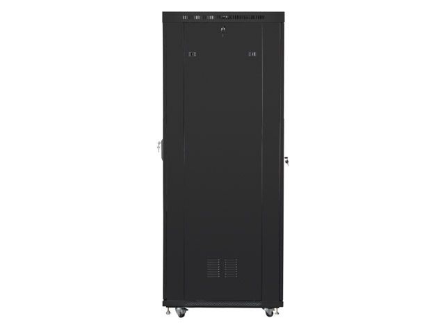 Lanberg FF01-6042-12BL 19" 42U SZÉL:600mm MÉLY:1000mm MAG:2097mm lapraszerelt LCD üvegajtós fekete rack szekrény
