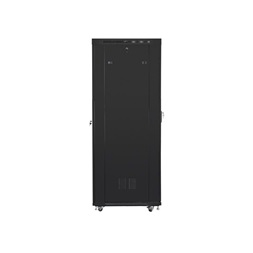 Lanberg FF01-6042-12BL 19" 42U SZÉL:600mm MÉLY:1000mm MAG:2097mm lapraszerelt LCD üvegajtós fekete rack szekrény