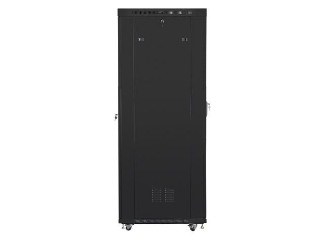 Lanberg FF01-6042-12BL 19" 42U SZÉL:600mm MÉLY:1000mm MAG:2097mm lapraszerelt LCD üvegajtós fekete rack szekrény