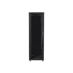 Lanberg FF01-6042-12B 19" 42U SZÉL:600mm MÉLY:1000mm MAG:2047mm lapraszerelt üvegajtós fekete rack szekrény
