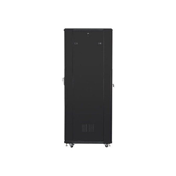 Lanberg FF01-6042-12B 19" 42U SZÉL:600mm MÉLY:1000mm MAG:2047mm lapraszerelt üvegajtós fekete rack szekrény