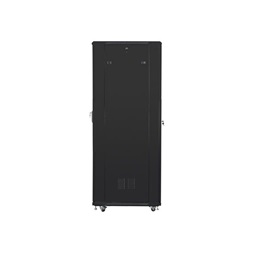 Lanberg FF01-6042-12B 19" 42U SZÉL:600mm MÉLY:1000mm MAG:2047mm lapraszerelt üvegajtós fekete rack szekrény