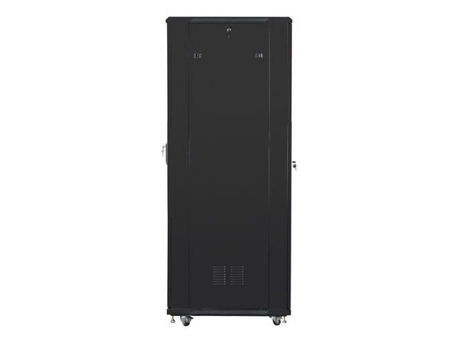 Lanberg FF01-6042-12B 19" 42U SZÉL:600mm MÉLY:1000mm MAG:2047mm lapraszerelt üvegajtós fekete rack szekrény