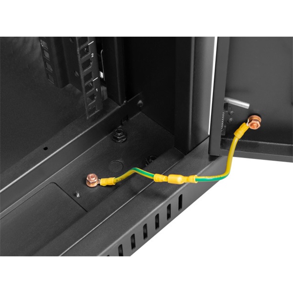 Lanberg FF01-6042-23BL 19" 27U SZÉL:600mm MÉLY:1200mm MAG:1438mm lapraszerelt LCD üvegajtós fekete rack szekrény