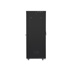 Lanberg FF01-6042-23BL 19" 27U SZÉL:600mm MÉLY:1200mm MAG:1438mm lapraszerelt LCD üvegajtós fekete rack szekrény