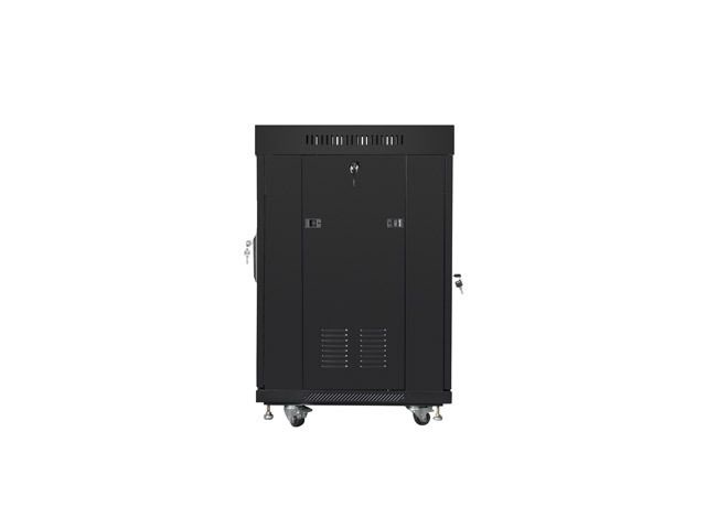 Lanberg FF01-6615-12BL 19" 15U SZÉL:600mm MÉLY:600mm MAG:898mm lapraszerelt LCD üvegajtós fekete rack szekrény