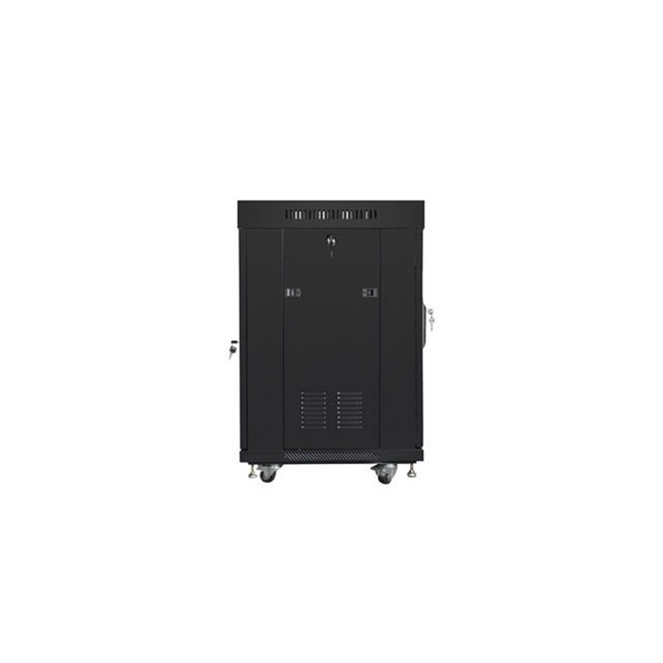 Lanberg FF01-6615-12BL 19" 15U SZÉL:600mm MÉLY:600mm MAG:898mm lapraszerelt LCD üvegajtós fekete rack szekrény