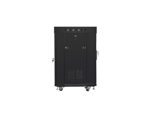 Lanberg FF01-6615-12BL 19" 15U SZÉL:600mm MÉLY:600mm MAG:898mm lapraszerelt LCD üvegajtós fekete rack szekrény