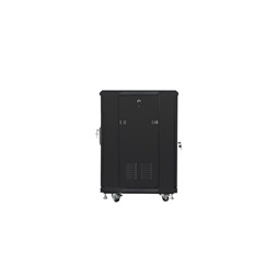 Lanberg FF01-6615-12B 19" 15U SZÉL:600mm MÉLY:600mm MAG:848mm lapraszerelt üvegajtós fekete rack szekrény