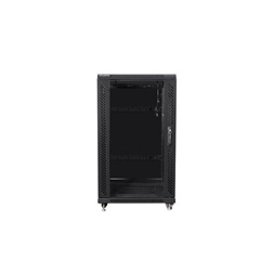 Lanberg FF01-6622-12B 19" 22U SZÉL:600mm MÉLY:600mm MAG:1159mm lapraszerelt üvegajtós fekete rack szekrény
