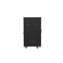 Lanberg FF01-6622-12B 19" 22U SZÉL:600mm MÉLY:600mm MAG:1159mm lapraszerelt üvegajtós fekete rack szekrény