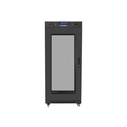 Lanberg FF01-6627-23BL 19" 27U SZÉL:600mm MÉLY:600mm MAG:1461mm lapraszerelt LCD hálós fémajtós fekete rack szekrény