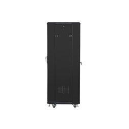 Lanberg FF01-6632-12B 19" 32U SZÉL:600mm MÉLY:600mm MAG:1603mm lapraszerelt üvegajtós fekete rack szekrény