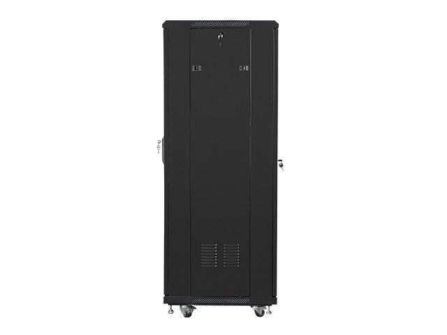 Lanberg FF01-6632-12B 19" 32U SZÉL:600mm MÉLY:600mm MAG:1603mm lapraszerelt üvegajtós fekete rack szekrény