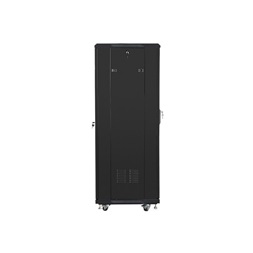 Lanberg FF01-6632-12B 19" 32U SZÉL:600mm MÉLY:600mm MAG:1603mm lapraszerelt üvegajtós fekete rack szekrény