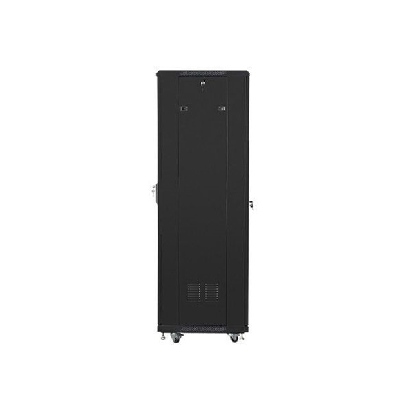 Lanberg FF01-6637-12B 19" 37U SZÉL:600mm MÉLY:600mm MAG:1826mm lapraszerelt üvegajtós fekete rack szekrény