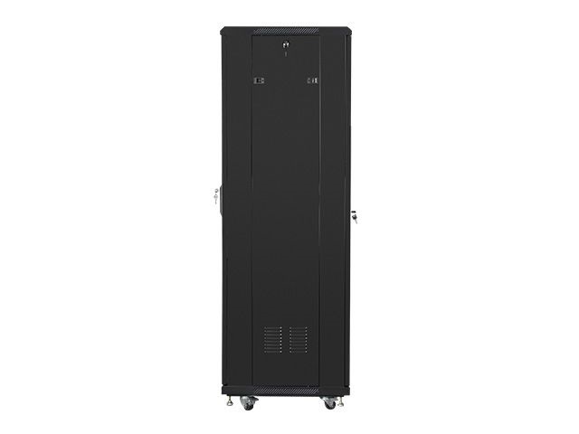 Lanberg FF01-6637-12B 19" 37U SZÉL:600mm MÉLY:600mm MAG:1826mm lapraszerelt üvegajtós fekete rack szekrény