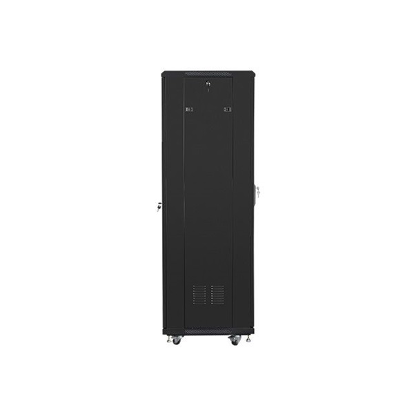 Lanberg FF01-6637-12B 19" 37U SZÉL:600mm MÉLY:600mm MAG:1826mm lapraszerelt üvegajtós fekete rack szekrény