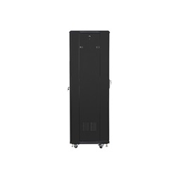 Lanberg FF01-6637-12B 19" 37U SZÉL:600mm MÉLY:600mm MAG:1826mm lapraszerelt üvegajtós fekete rack szekrény
