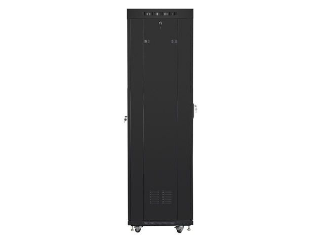 Lanberg FF01-6642-12BL 19" 42U SZÉL:600mm MÉLY:600mm MAG:2097mm lapraszerelt üvegajtós fekete rack szekrény