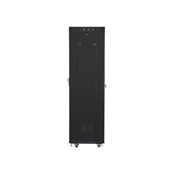 Lanberg FF01-6642-12BL 19" 42U SZÉL:600mm MÉLY:600mm MAG:2097mm lapraszerelt üvegajtós fekete rack szekrény