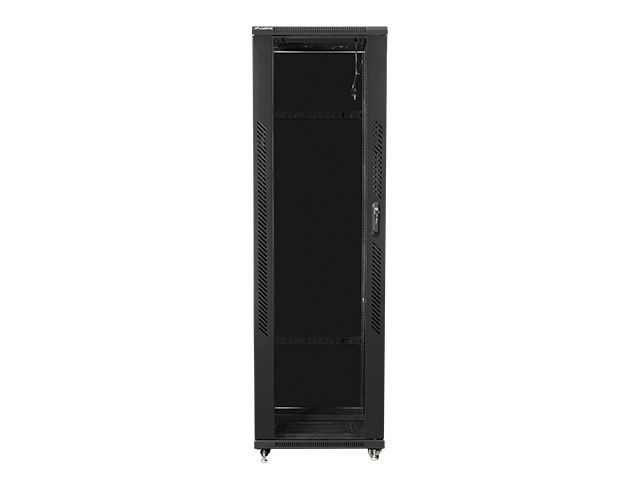 Lanberg FF01-6642-12B 19" 42U SZÉL:600mm MÉLY:600mm MAG:2047mm lapraszerelt üvegajtós fekete rack szekrény