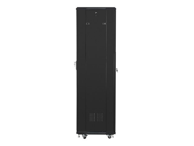 Lanberg FF01-6642-12B 19" 42U SZÉL:600mm MÉLY:600mm MAG:2047mm lapraszerelt üvegajtós fekete rack szekrény