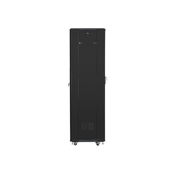 Lanberg FF01-6642-12B 19" 42U SZÉL:600mm MÉLY:600mm MAG:2047mm lapraszerelt üvegajtós fekete rack szekrény