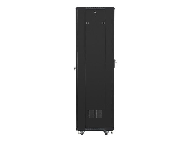 Lanberg FF01-6642-12B 19" 42U SZÉL:600mm MÉLY:600mm MAG:2047mm lapraszerelt üvegajtós fekete rack szekrény