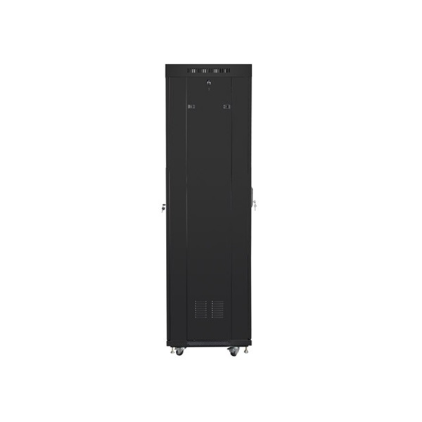 Lanberg FF01-6642-23BL 19" 42U SZÉL:600mm MÉLY:600mm MAG:2127mm lapraszerelt LCD hálós fémajtós fekete rack szekrény