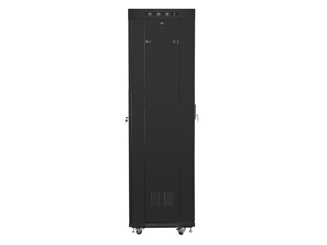 Lanberg FF01-6642-23BL 19" 42U SZÉL:600mm MÉLY:600mm MAG:2127mm lapraszerelt LCD hálós fémajtós fekete rack szekrény