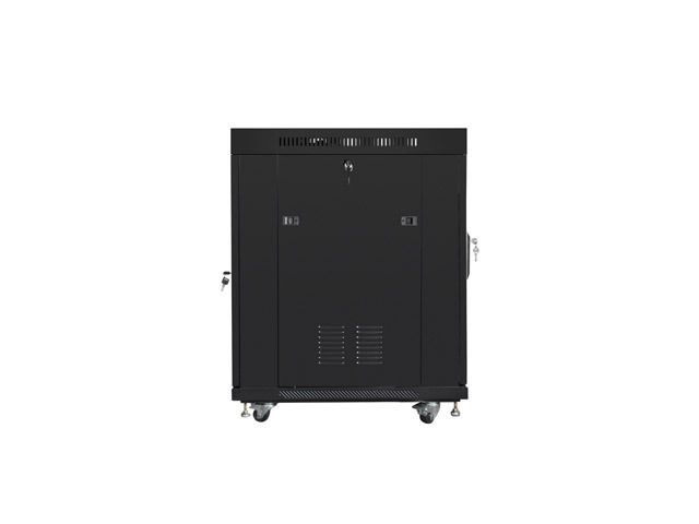 Lanberg FF01-6815-12BL 19" 15U SZÉL:600mm MÉLY:800mm MAG:898mm lapraszerelt LCD üvegajtós fekete rack szekrény