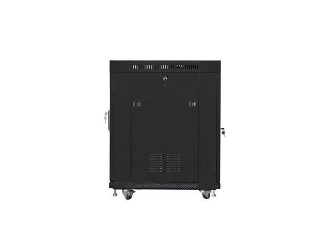 Lanberg FF01-6815-12BL 19" 15U SZÉL:600mm MÉLY:800mm MAG:898mm lapraszerelt LCD üvegajtós fekete rack szekrény