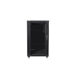 Lanberg FF01-6822-12B 19" 22U SZÉL:600mm MÉLY:800mm MAG:1159mm lapraszerelt üvegajtós fekete rack szekrény