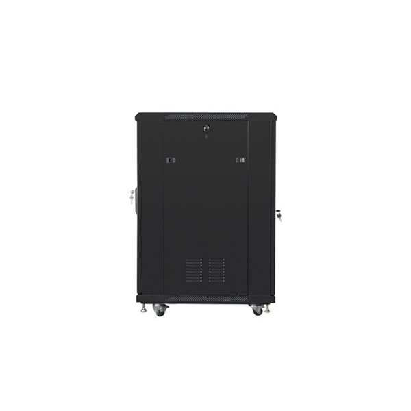 Lanberg FF01-6822-12B 19" 22U SZÉL:600mm MÉLY:800mm MAG:1159mm lapraszerelt üvegajtós fekete rack szekrény