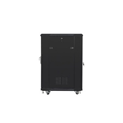 Lanberg FF01-6822-12B 19" 22U SZÉL:600mm MÉLY:800mm MAG:1159mm lapraszerelt üvegajtós fekete rack szekrény