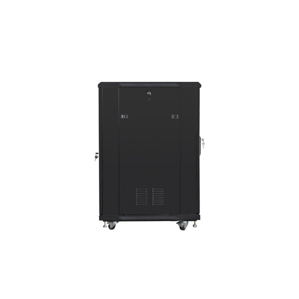 Lanberg FF01-6822-23B 19" 22U SZÉL:600mm MÉLY:800mm MAG:1159mm lapraszerelt hálós fémajtós fekete rack szekrény