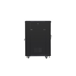 Lanberg FF01-6822-23B 19" 22U SZÉL:600mm MÉLY:800mm MAG:1159mm lapraszerelt hálós fémajtós fekete rack szekrény