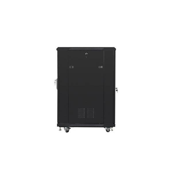 Lanberg FF01-6822-23B 19" 22U SZÉL:600mm MÉLY:800mm MAG:1159mm lapraszerelt hálós fémajtós fekete rack szekrény