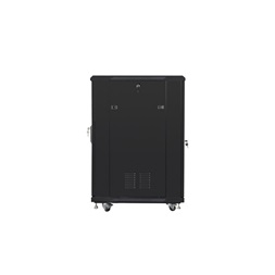 Lanberg FF01-6822-23B 19" 22U SZÉL:600mm MÉLY:800mm MAG:1159mm lapraszerelt hálós fémajtós fekete rack szekrény