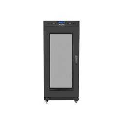 Lanberg FF01-6827-23BL 19" 27U SZÉL:600mm MÉLY:800mm MAG:1431mm lapraszerelt LCD hálós fémajtós fekete rack szekrény