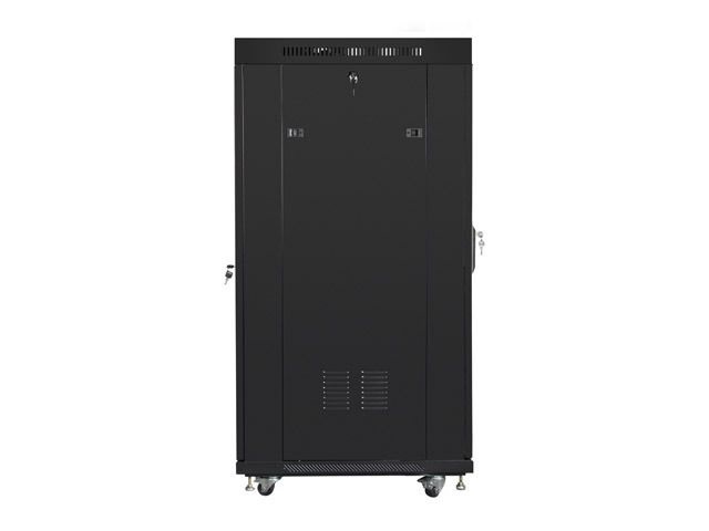 Lanberg FF01-6827-23BL 19" 27U SZÉL:600mm MÉLY:800mm MAG:1431mm lapraszerelt LCD hálós fémajtós fekete rack szekrény
