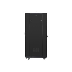 Lanberg FF01-6832-12B 19" 32U SZÉL:600mm MÉLY:800mm MAG:1603mm lapraszerelt üvegajtós fekete rack szekrény