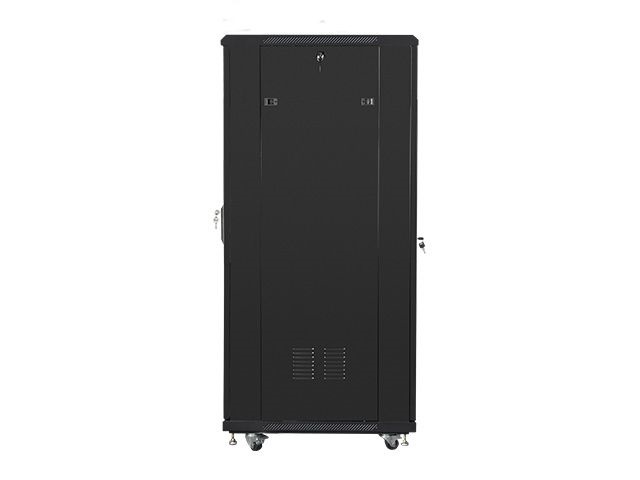 Lanberg FF01-6832-12B 19" 32U SZÉL:600mm MÉLY:800mm MAG:1603mm lapraszerelt üvegajtós fekete rack szekrény