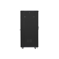 Lanberg FF01-6832-12B 19" 32U SZÉL:600mm MÉLY:800mm MAG:1603mm lapraszerelt üvegajtós fekete rack szekrény
