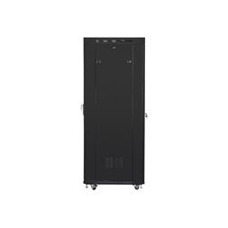 Lanberg FF01-6837-12BL 19" 37U SZÉL:600mm MÉLY:800mm MAG:1876mm lapraszerelt LCD üvegajtós fekete rack szekrény