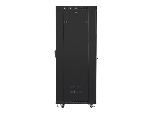 Lanberg FF01-6837-12BL 19" 37U SZÉL:600mm MÉLY:800mm MAG:1876mm lapraszerelt LCD üvegajtós fekete rack szekrény