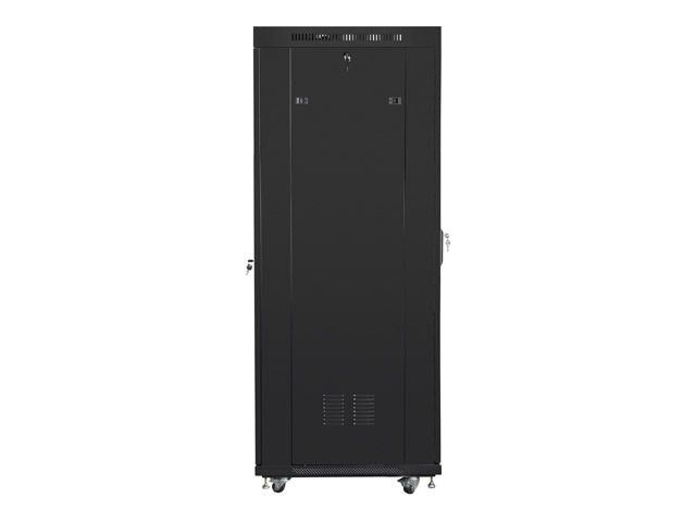 Lanberg FF01-6837-12BL 19" 37U SZÉL:600mm MÉLY:800mm MAG:1876mm lapraszerelt LCD üvegajtós fekete rack szekrény