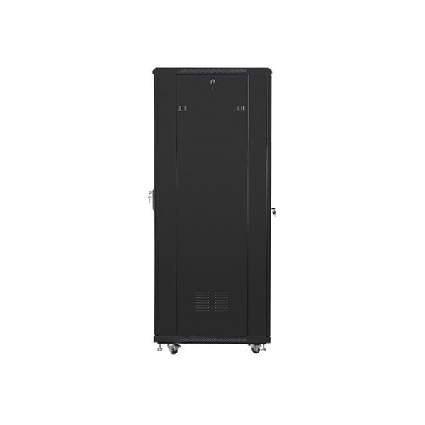 Lanberg FF01-6837-12B 19" 37U SZÉL:600mm MÉLY:800mm MAG:1826mm lapraszerelt üvegajtós fekete rack szekrény